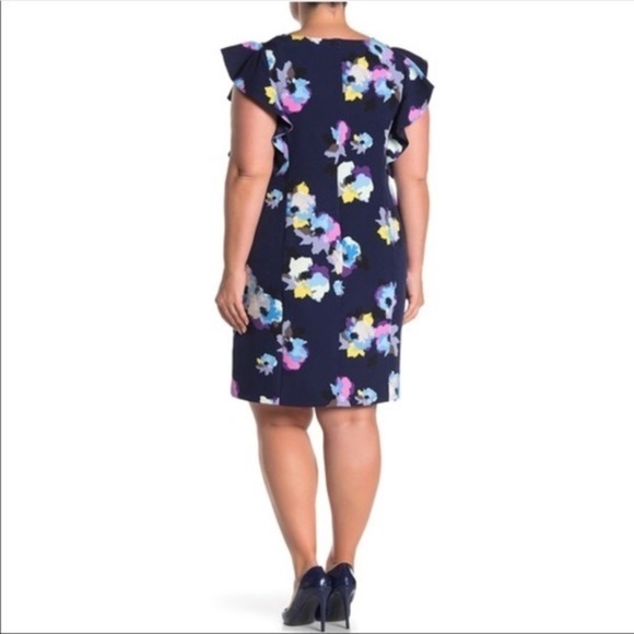 NWT Laundry floral flutter ruffle dress 14 W 1X - Picture 2 of 8